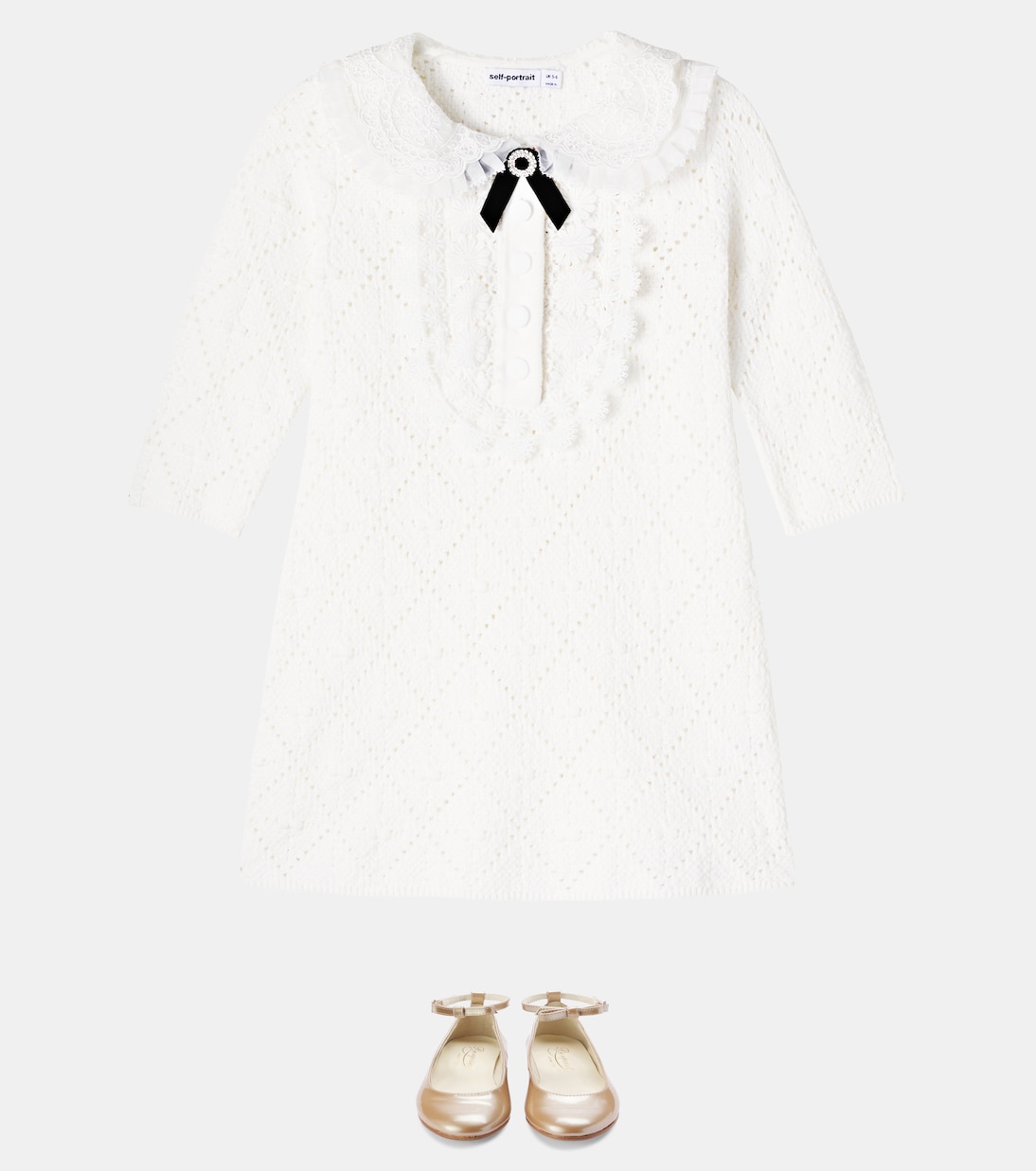 Lacee-trimmed pointelle dress | Self-Portrait Kids