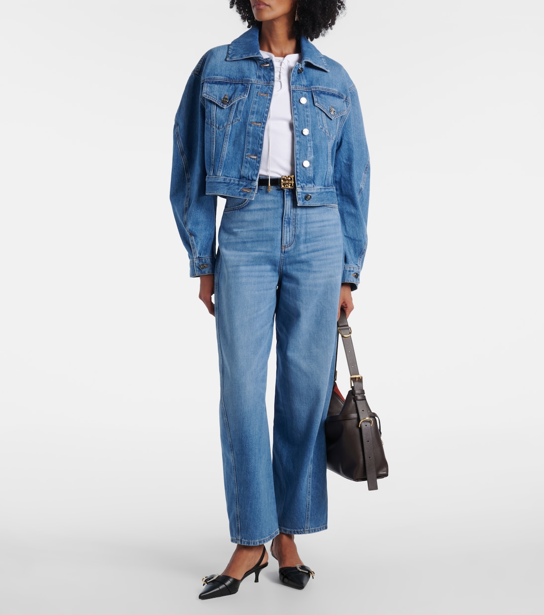 جينز بأرجل واسعة وخصر عالي Cocoon  | Givenchy