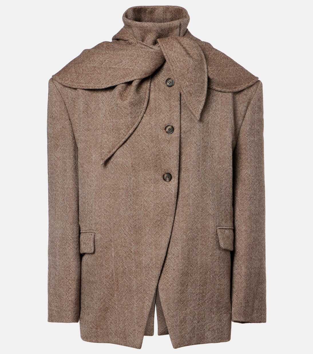 Herringbone hooded wool-blend blazer | Magda Butrym