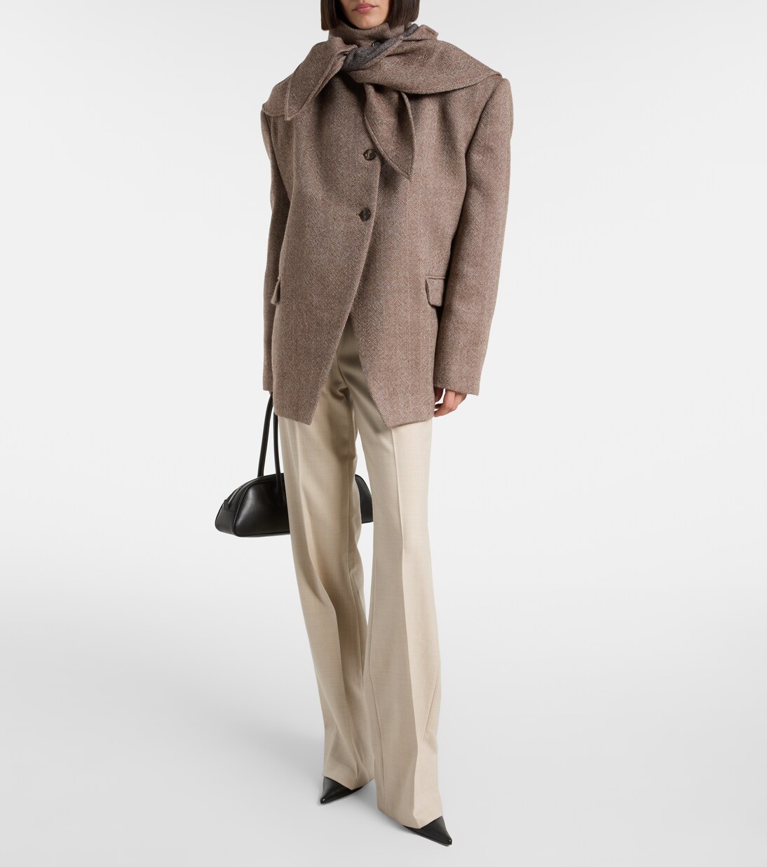 Herringbone hooded wool-blend blazer | Magda Butrym