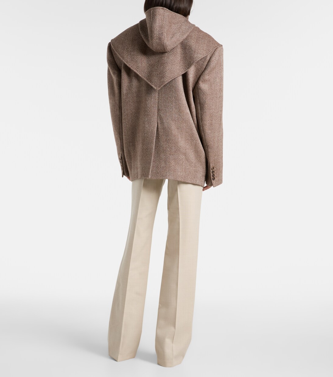 Herringbone hooded wool-blend blazer | Magda Butrym