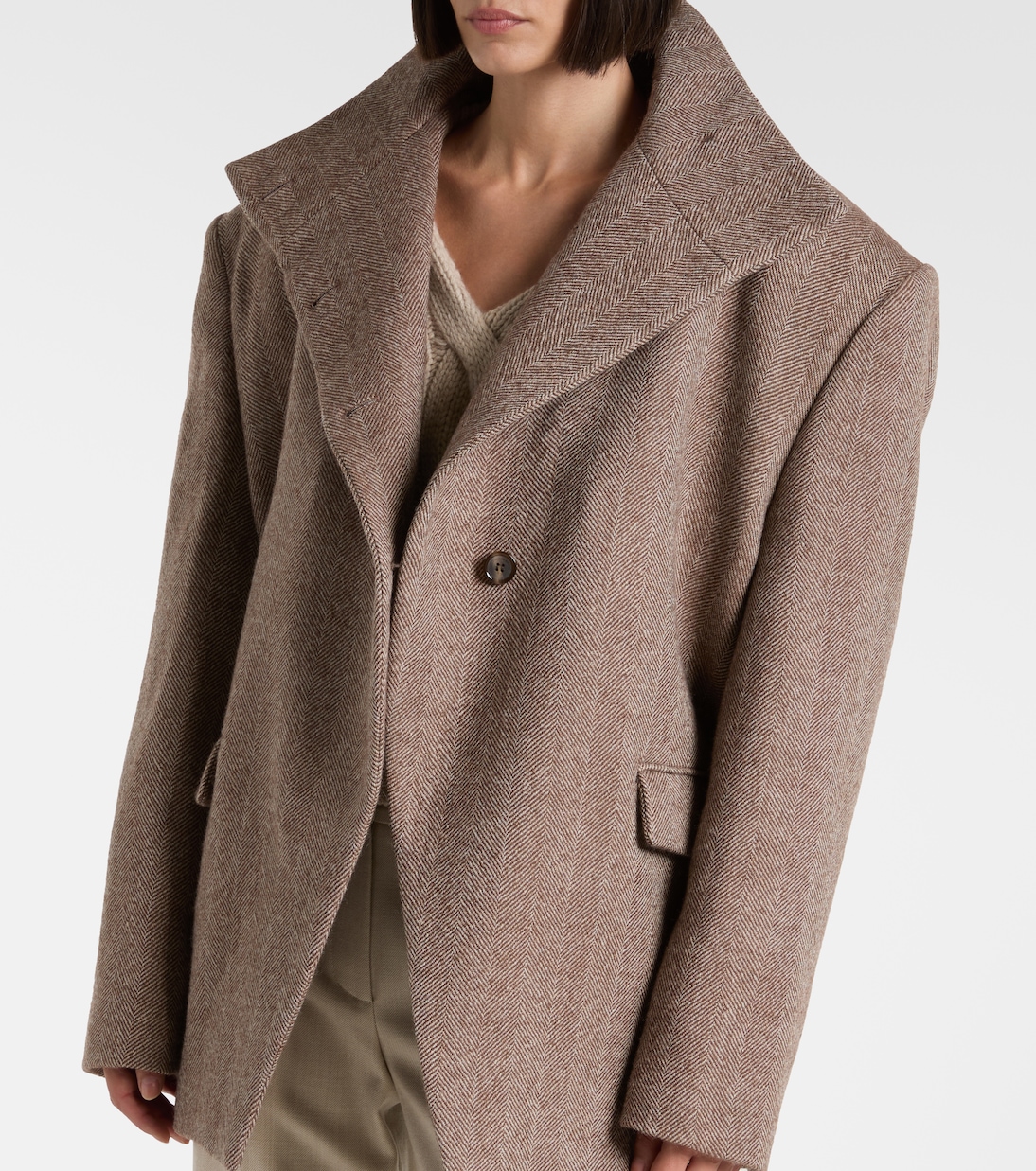 Herringbone hooded wool-blend blazer | Magda Butrym