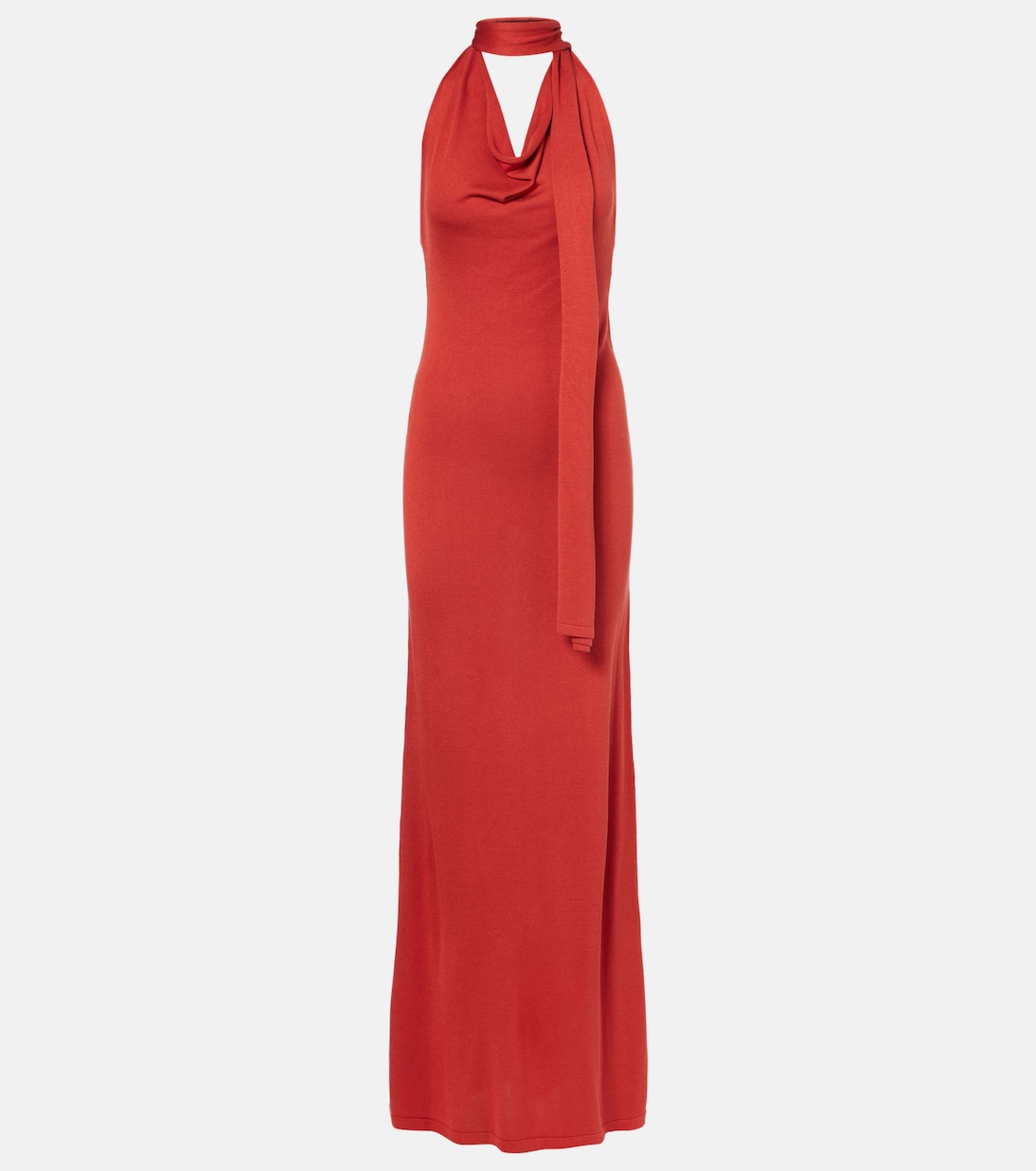 Scarf-detail silk-blend jersey gown | Aya Muse