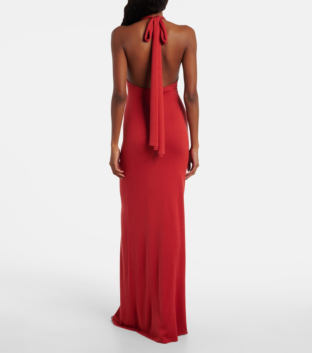 Scarf-detail silk-blend jersey gown | Aya Muse