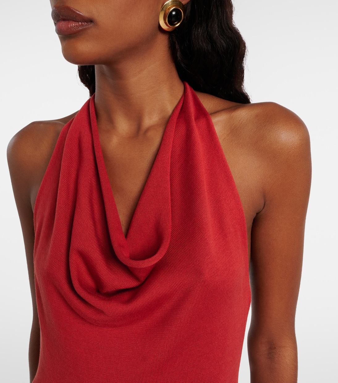 Scarf-detail silk-blend jersey gown | Aya Muse