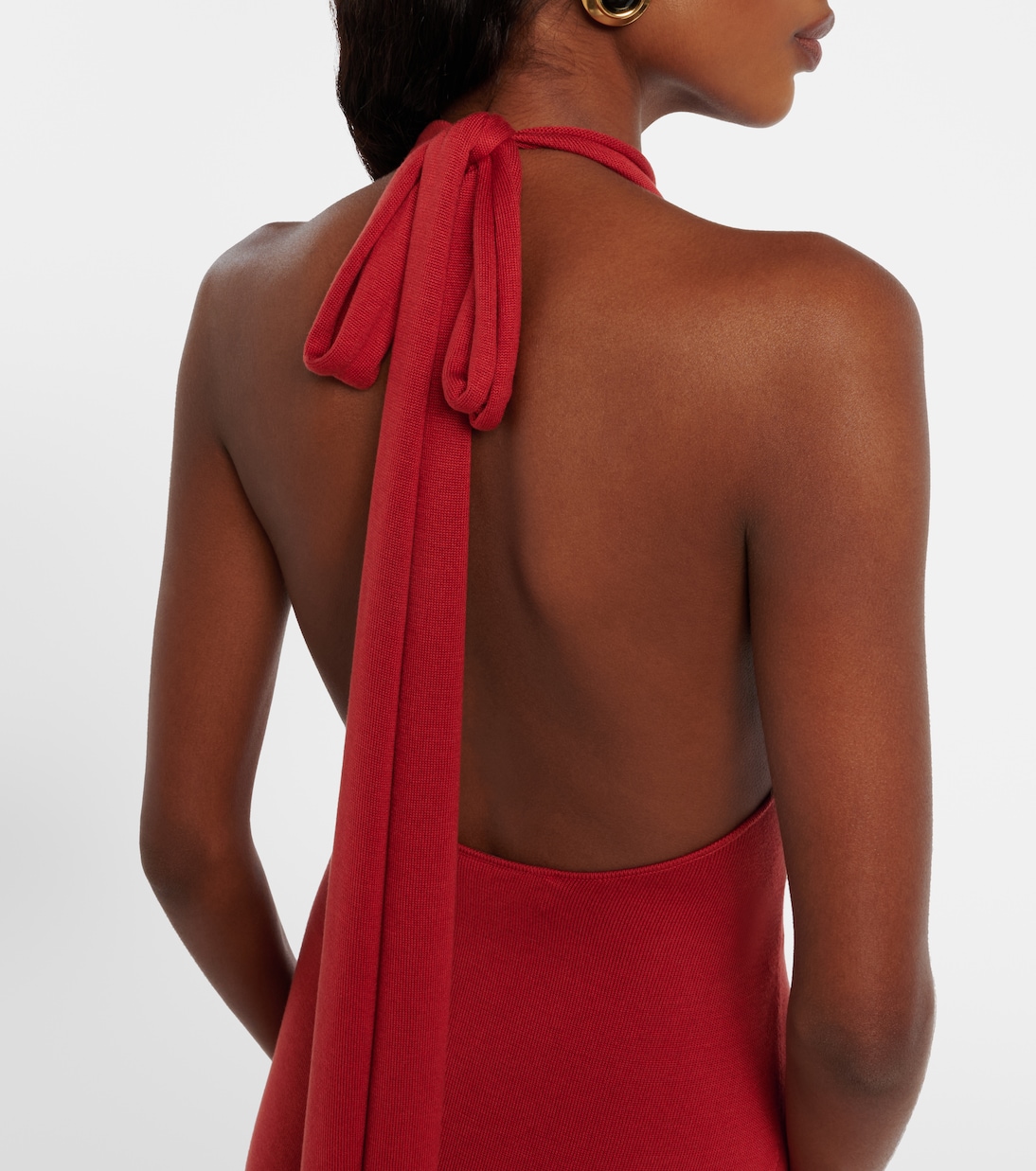 Scarf-detail silk-blend jersey gown | Aya Muse