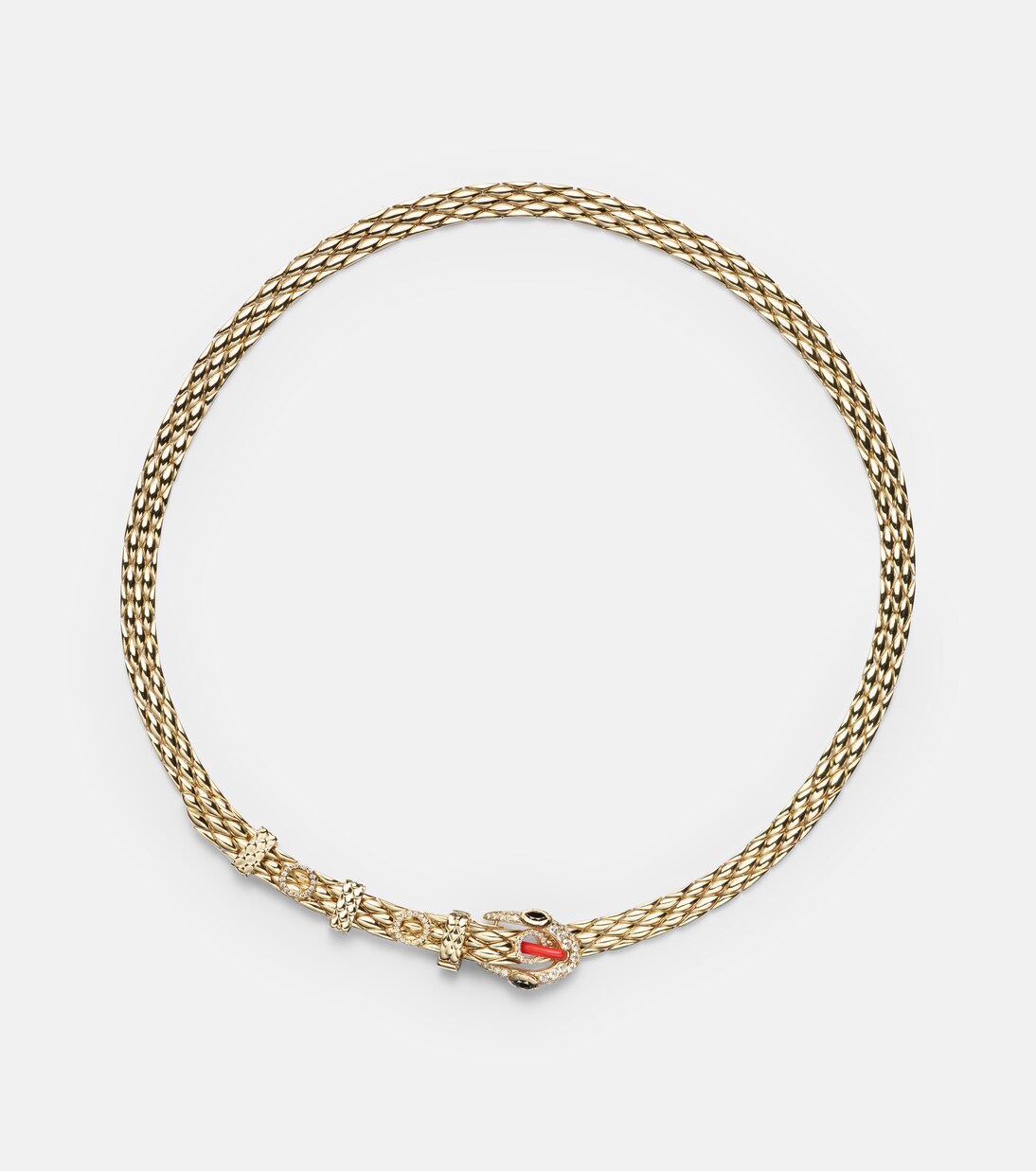 Choker Python aus 9kt Gelbgold mit Emaille und Diamanten | Yvonne Léon