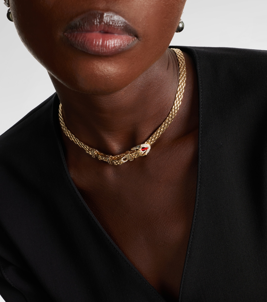 Choker Python aus 9kt Gelbgold mit Emaille und Diamanten | Yvonne Léon