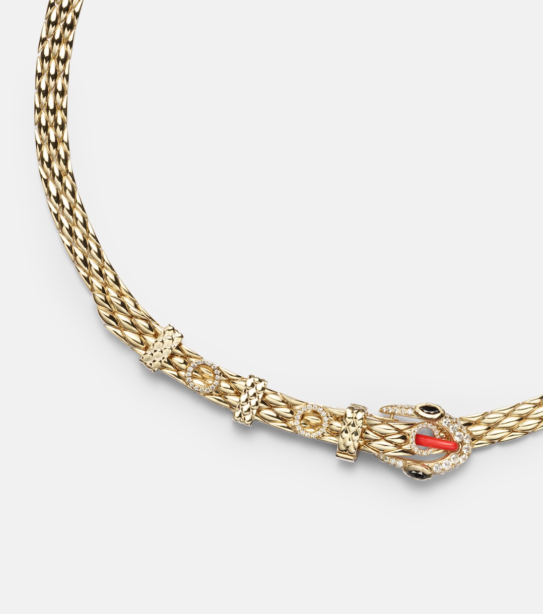 Choker Python aus 9kt Gelbgold mit Emaille und Diamanten | Yvonne Léon