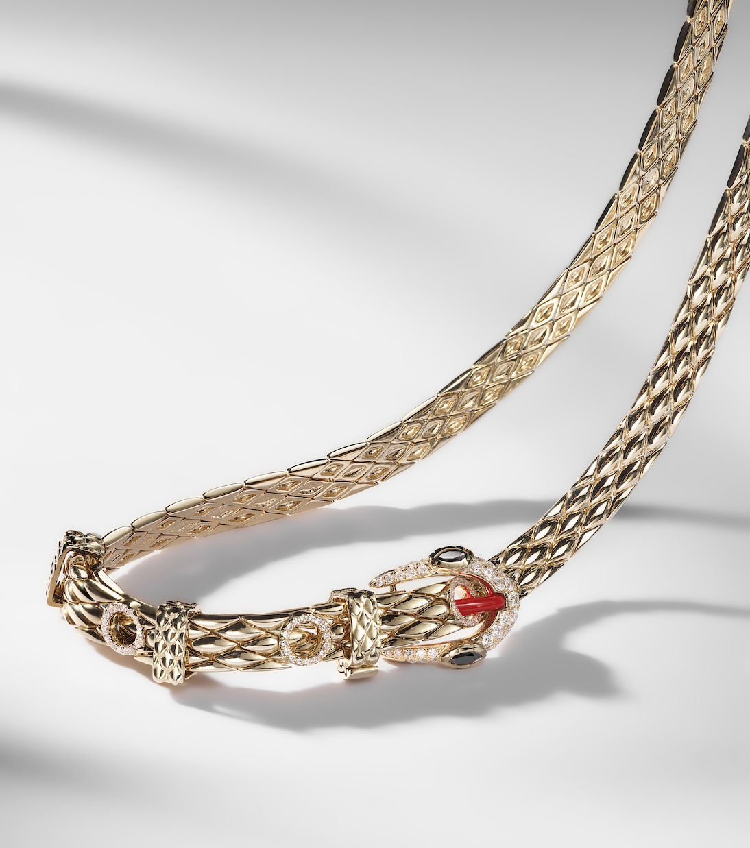 Choker Python aus 9kt Gelbgold mit Emaille und Diamanten | Yvonne Léon