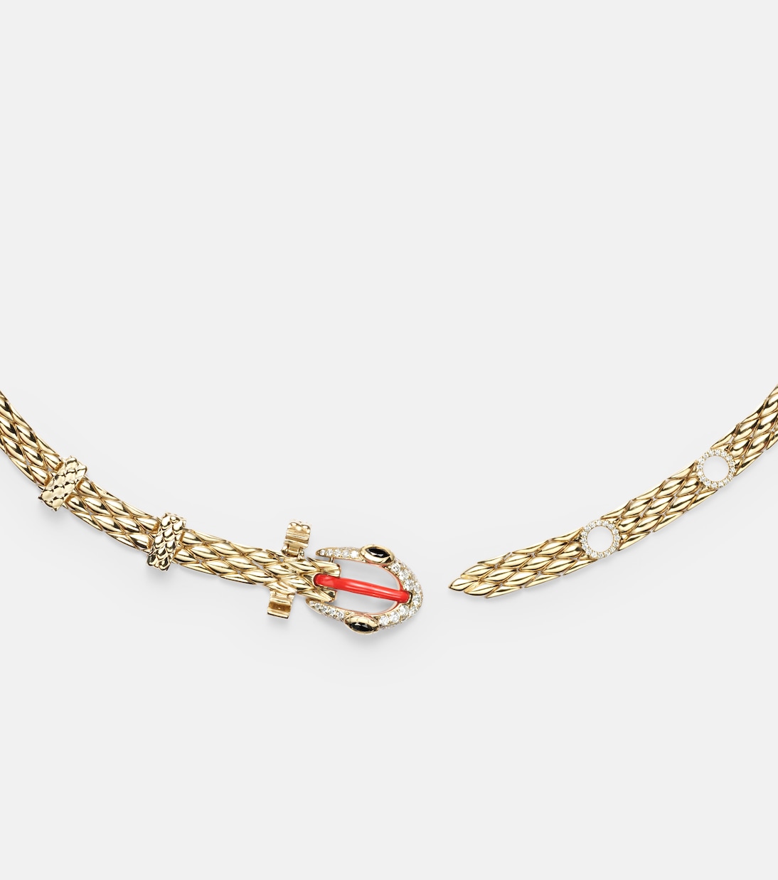 Choker Python aus 9kt Gelbgold mit Emaille und Diamanten | Yvonne Léon
