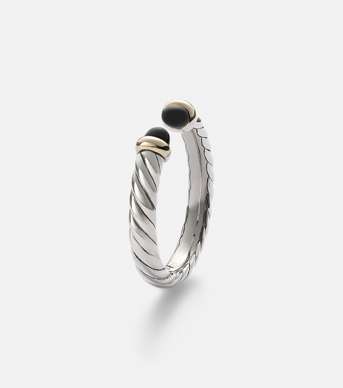 Petite Cable sterling silver ring with onyx | David Yurman