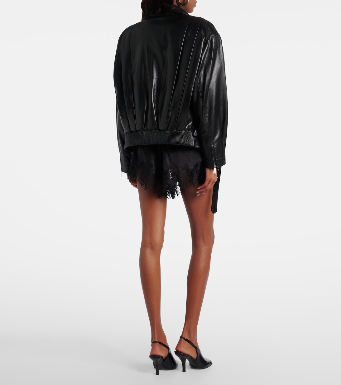 Lace-trimmed satin shorts | Self-Portrait