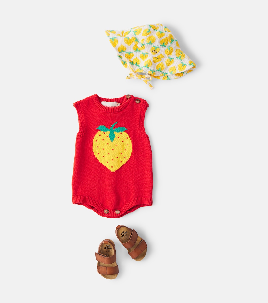 Baby Pixel Strawberry cotton playsuit | Bobo Choses