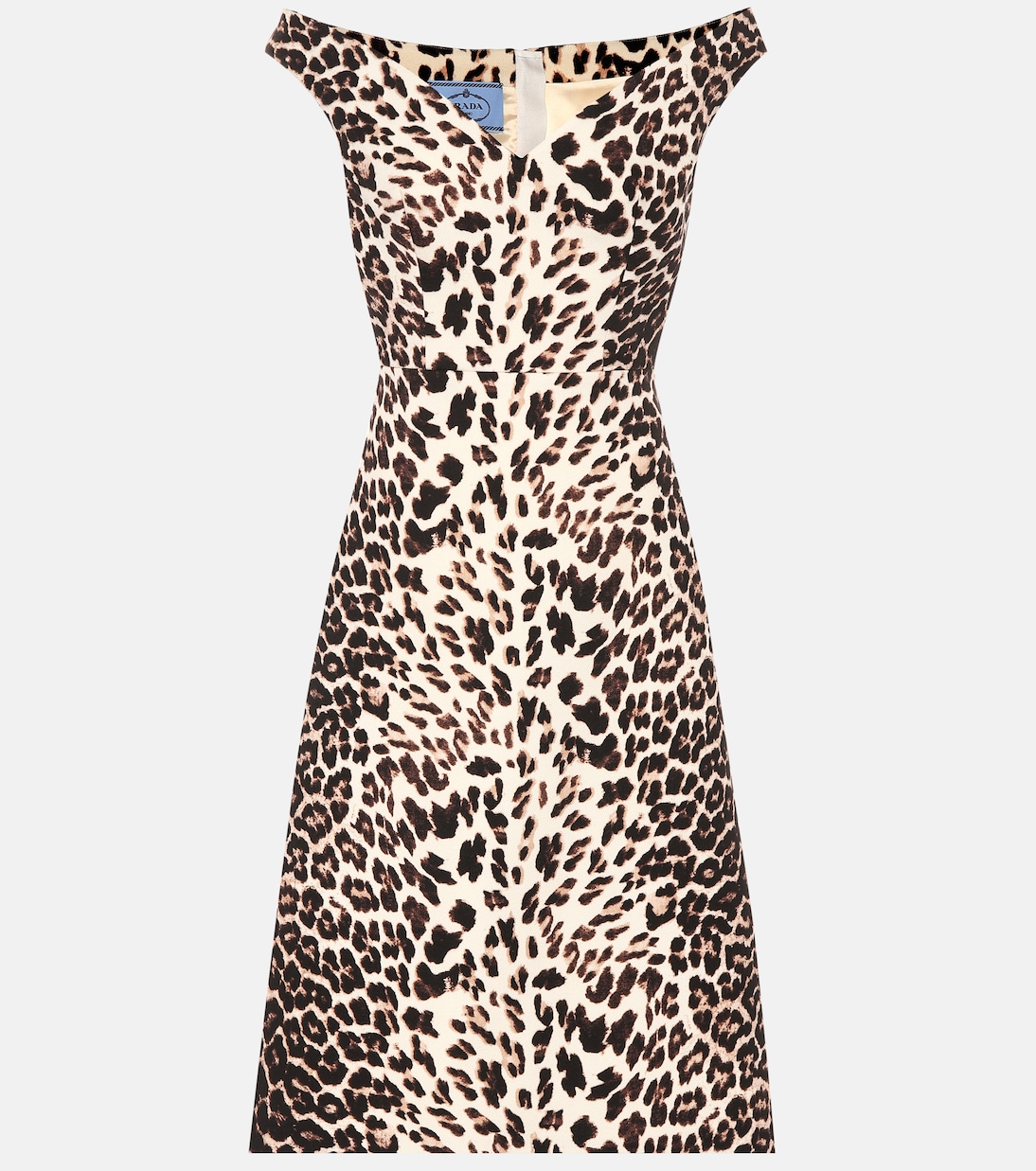 Leopard-print wool midi dress | Prada
