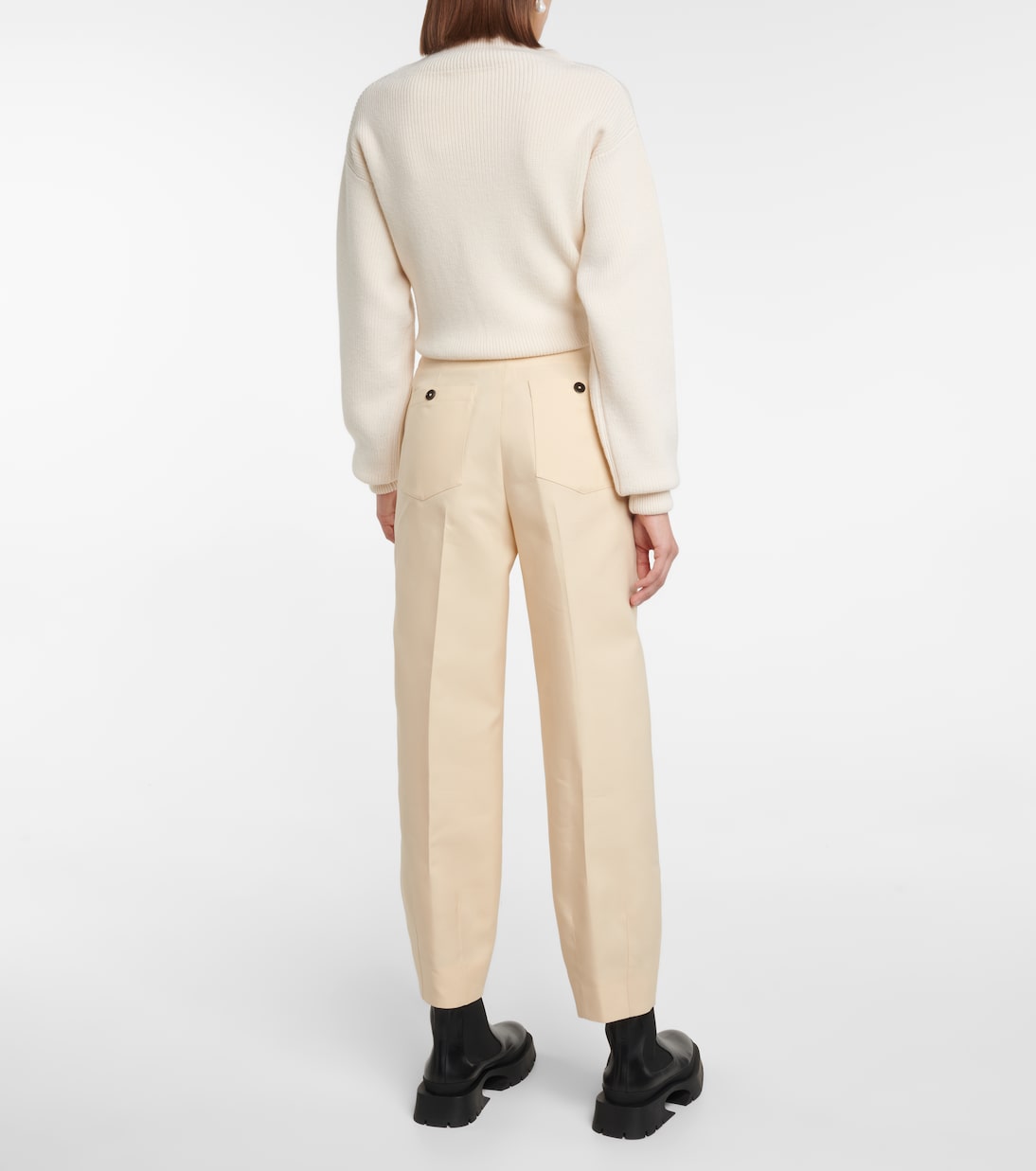 Pantalon tapered à taille haute en soie mélangée | Jil Sander
