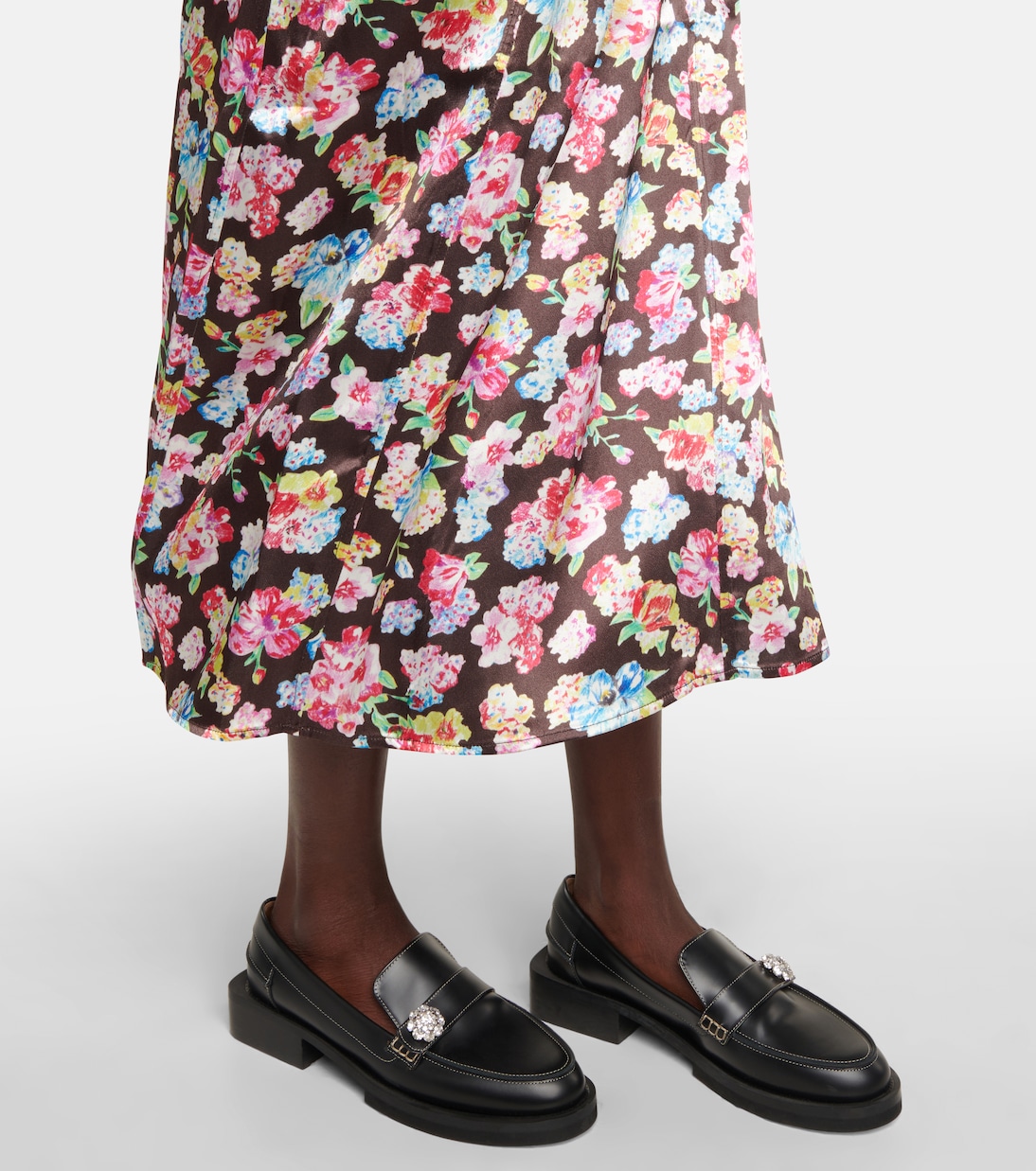 Floral satin midi dress | Ganni