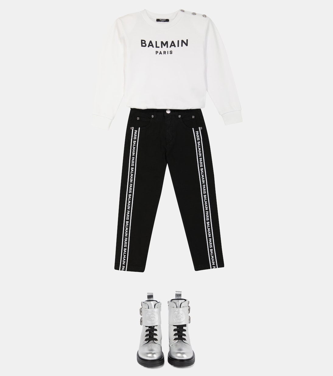 Logo cotton jersey sweatshirt | Balmain Kids