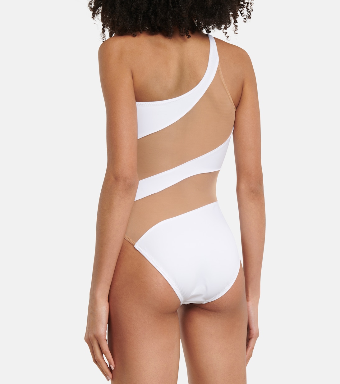 Mesh-paneled one-shoulder swimsuit | Norma Kamali