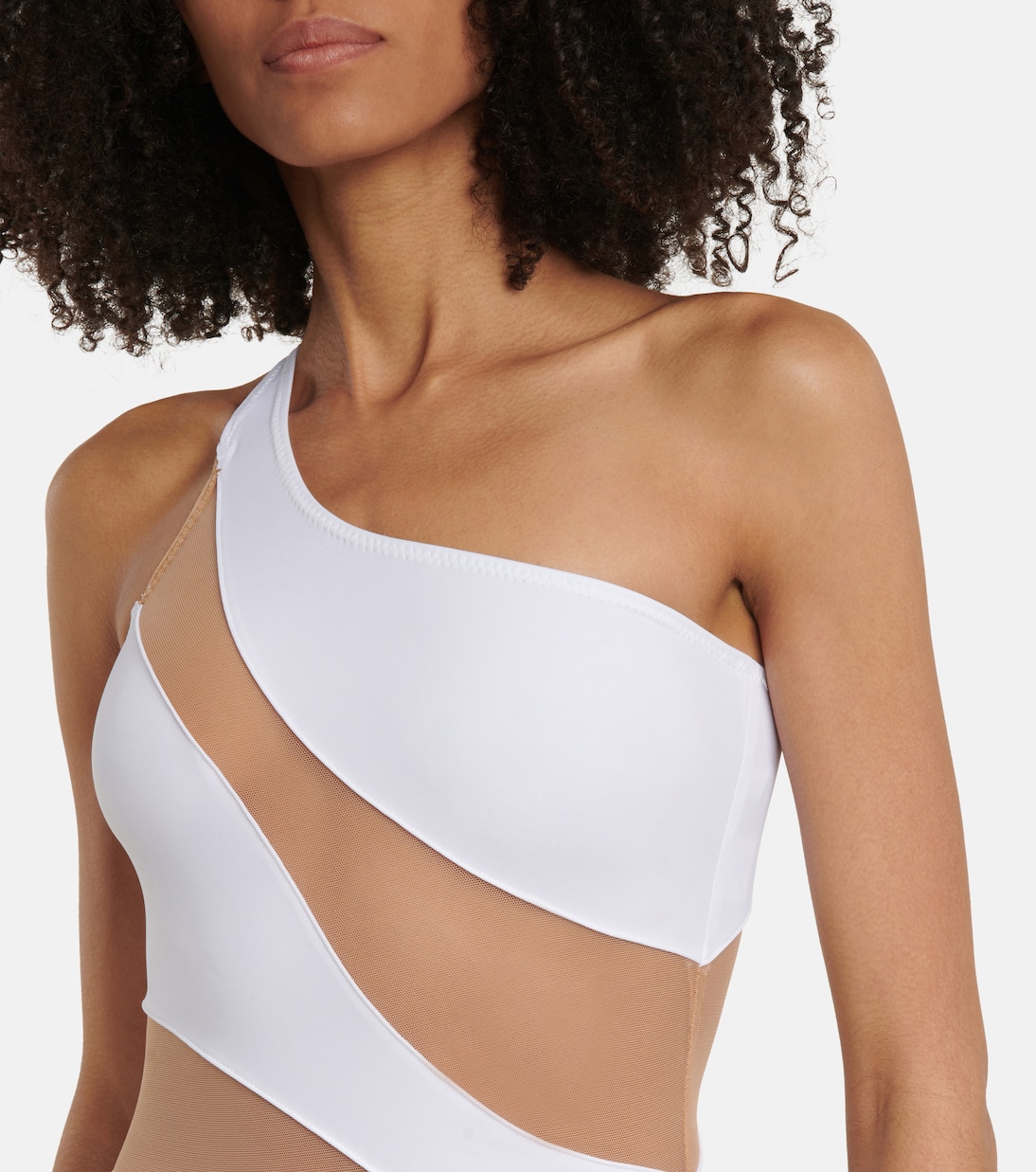 Mesh-paneled one-shoulder swimsuit | Norma Kamali