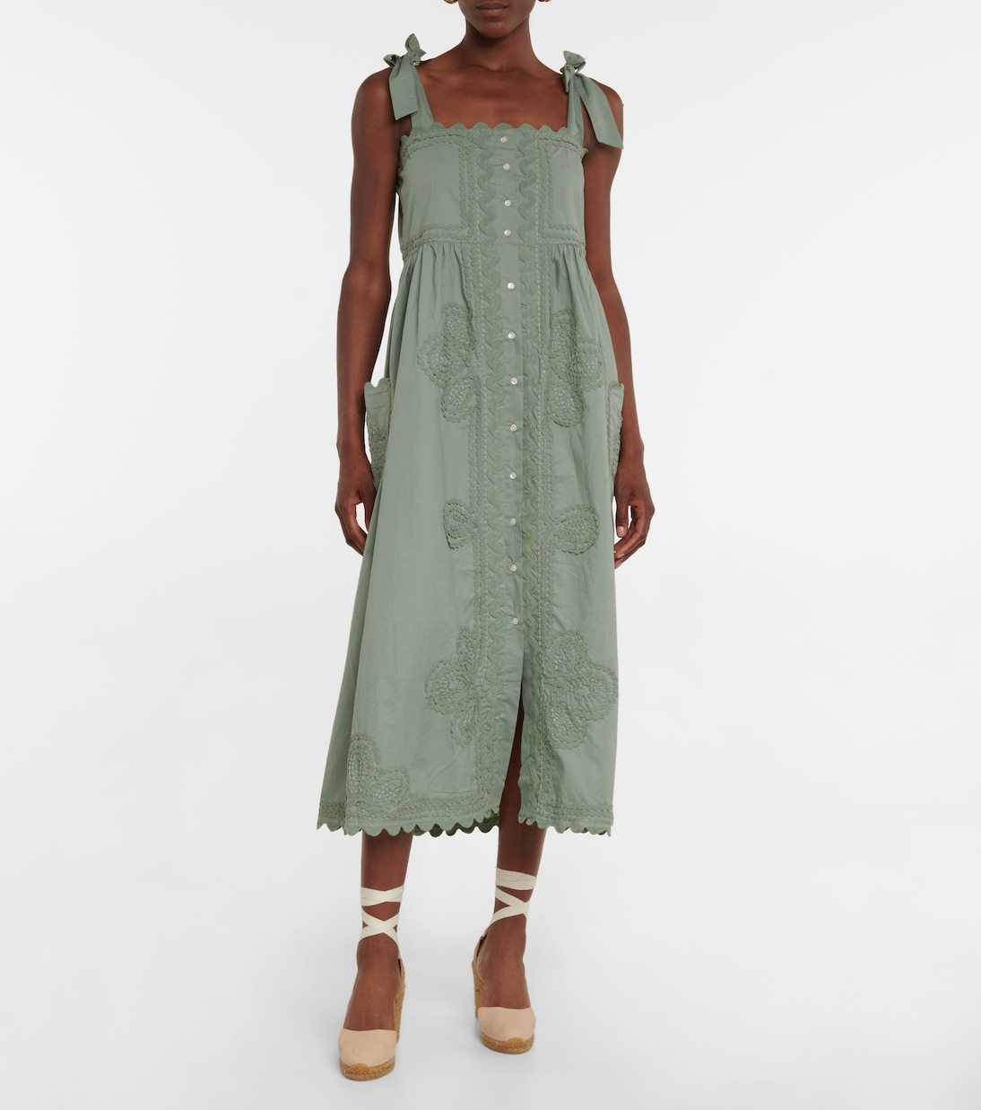 Embroidered cotton midi dress | Juliet Dunn