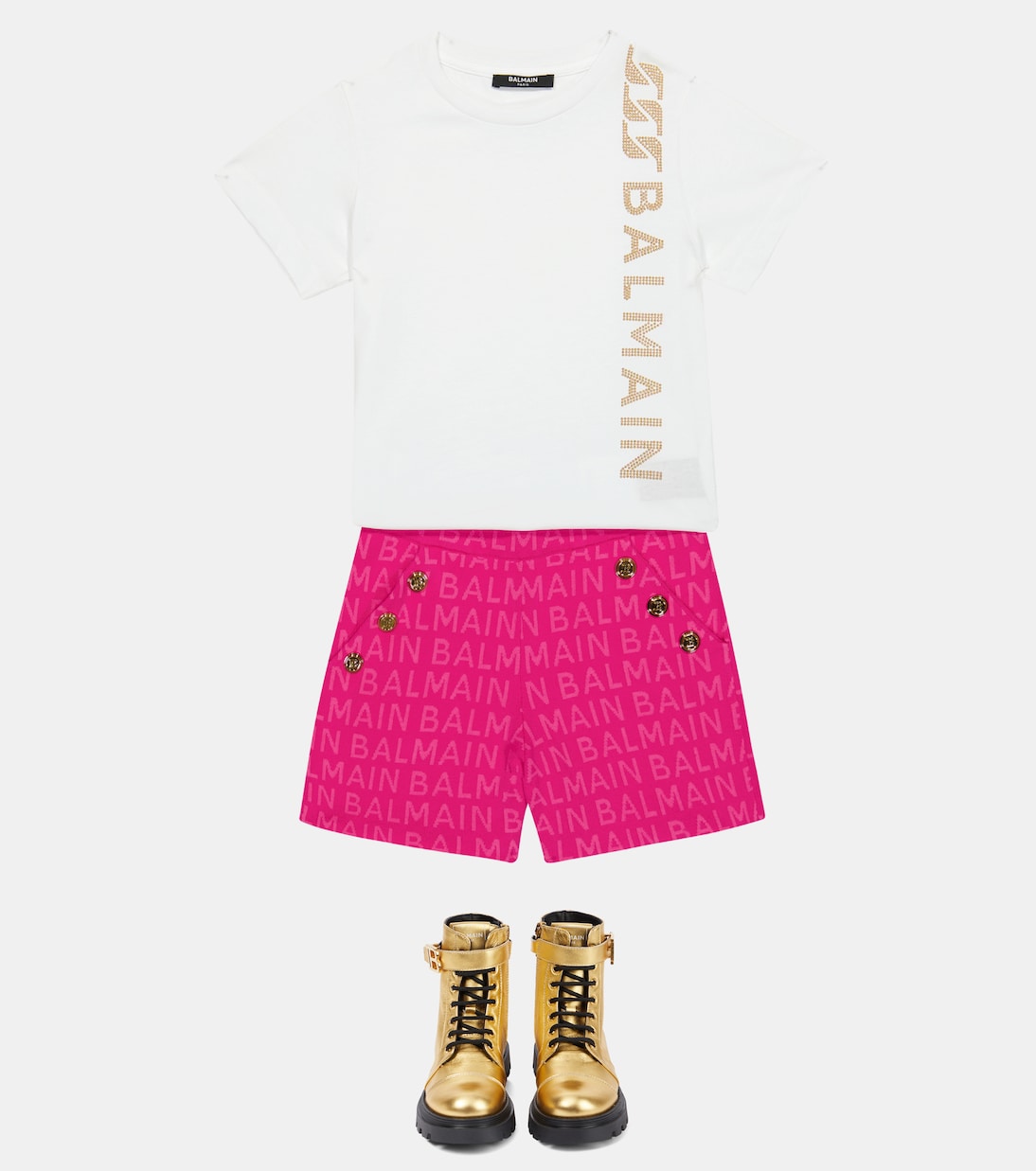 Shorts en jaquard de mezcla de algodón | Balmain Kids