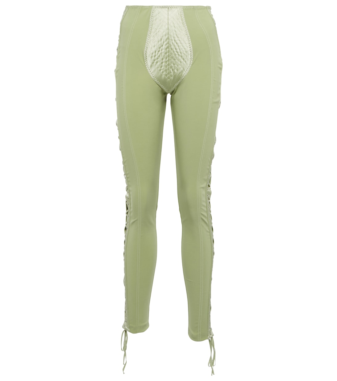 x Lotta Volkova Lace-up satin and mesh leggings | Jean Paul Gaultier