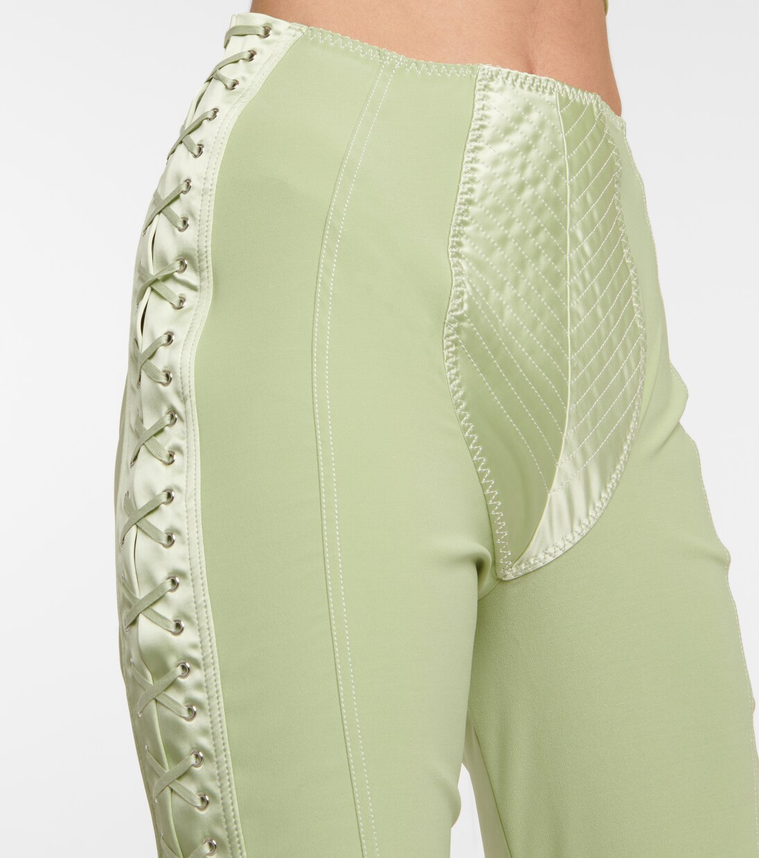 x Lotta Volkova Lace-up satin and mesh leggings | Jean Paul Gaultier