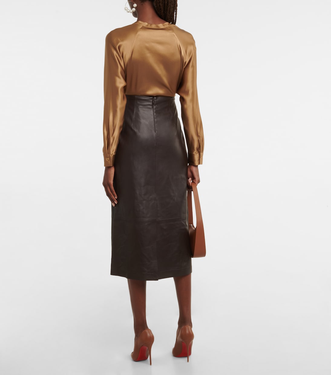 Falda midi de piel | Vince