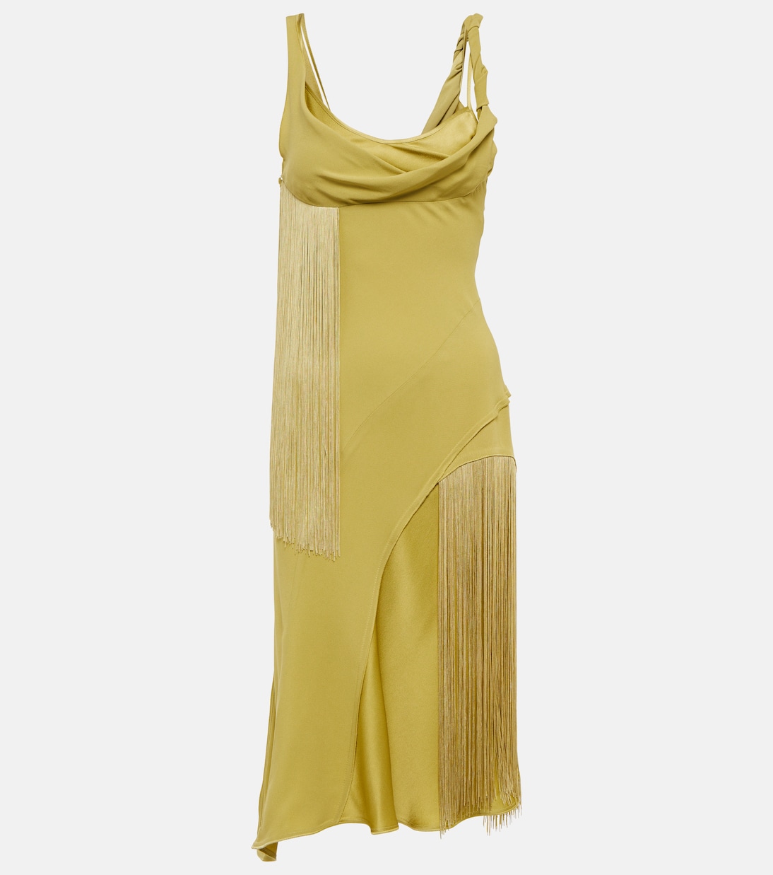 Fringe-trimmed crêpe and satin minidress | Victoria Beckham