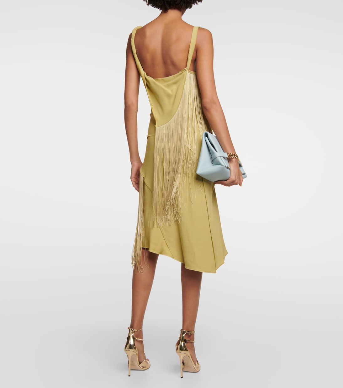 Fringe-trimmed crêpe and satin minidress | Victoria Beckham