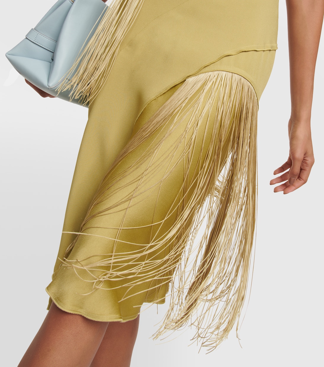 Fringe-trimmed crêpe and satin minidress | Victoria Beckham