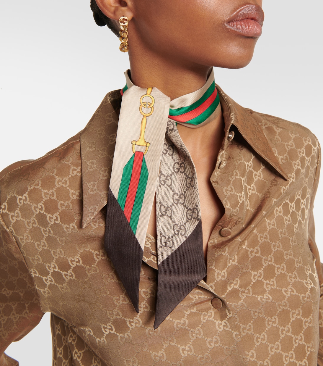 Sciarpa GG in seta con stampa | Gucci