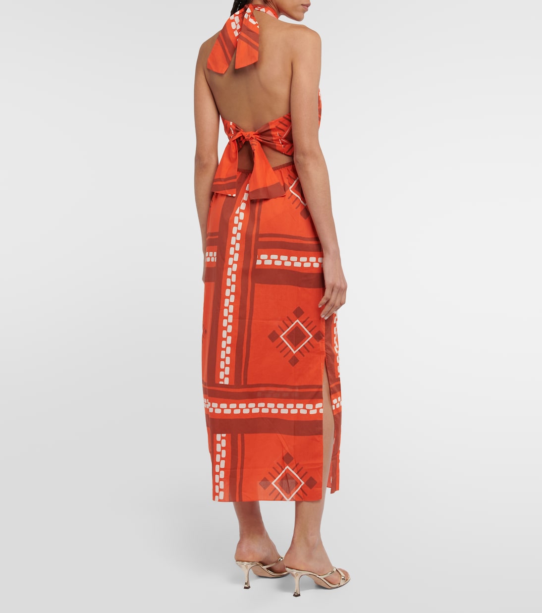 Vestido largo de algodón estampado | Johanna Ortiz