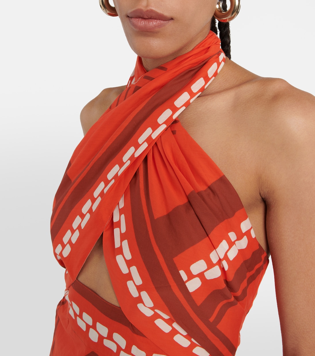 Vestido largo de algodón estampado | Johanna Ortiz