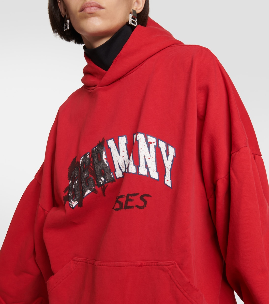 Sweat-shirt à capuche imprimé en coton | Balenciaga