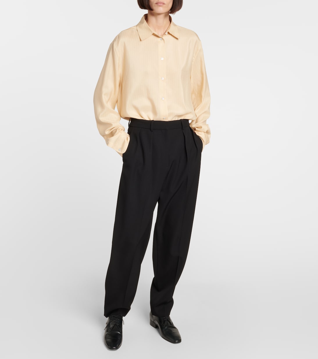 Corby high-rise wool twill straight pants | The Row
