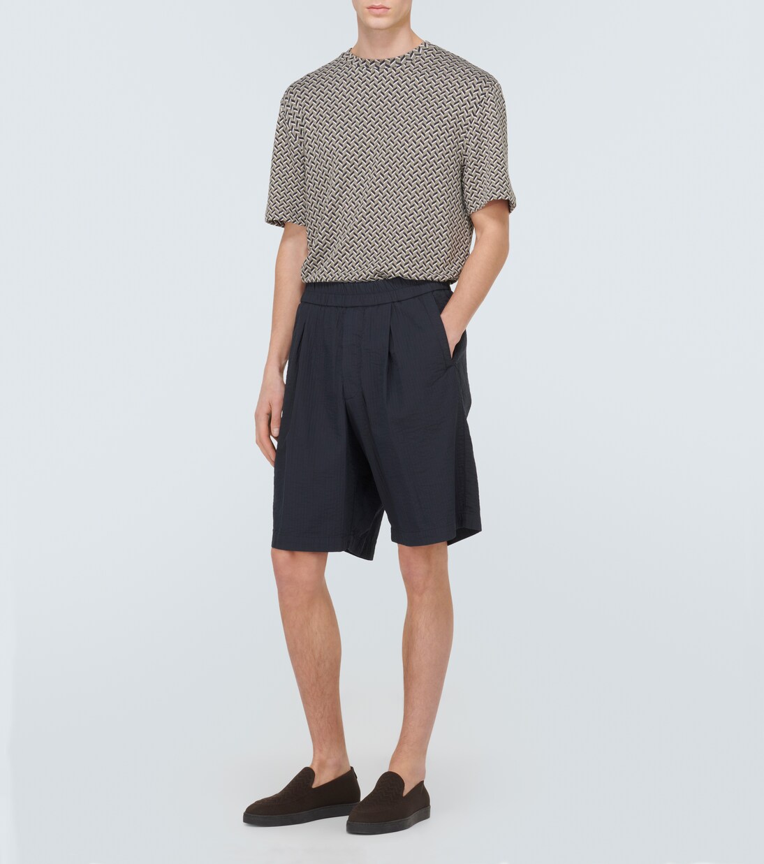 Bermudas de mezcla de algodón plisadas | Giorgio Armani
