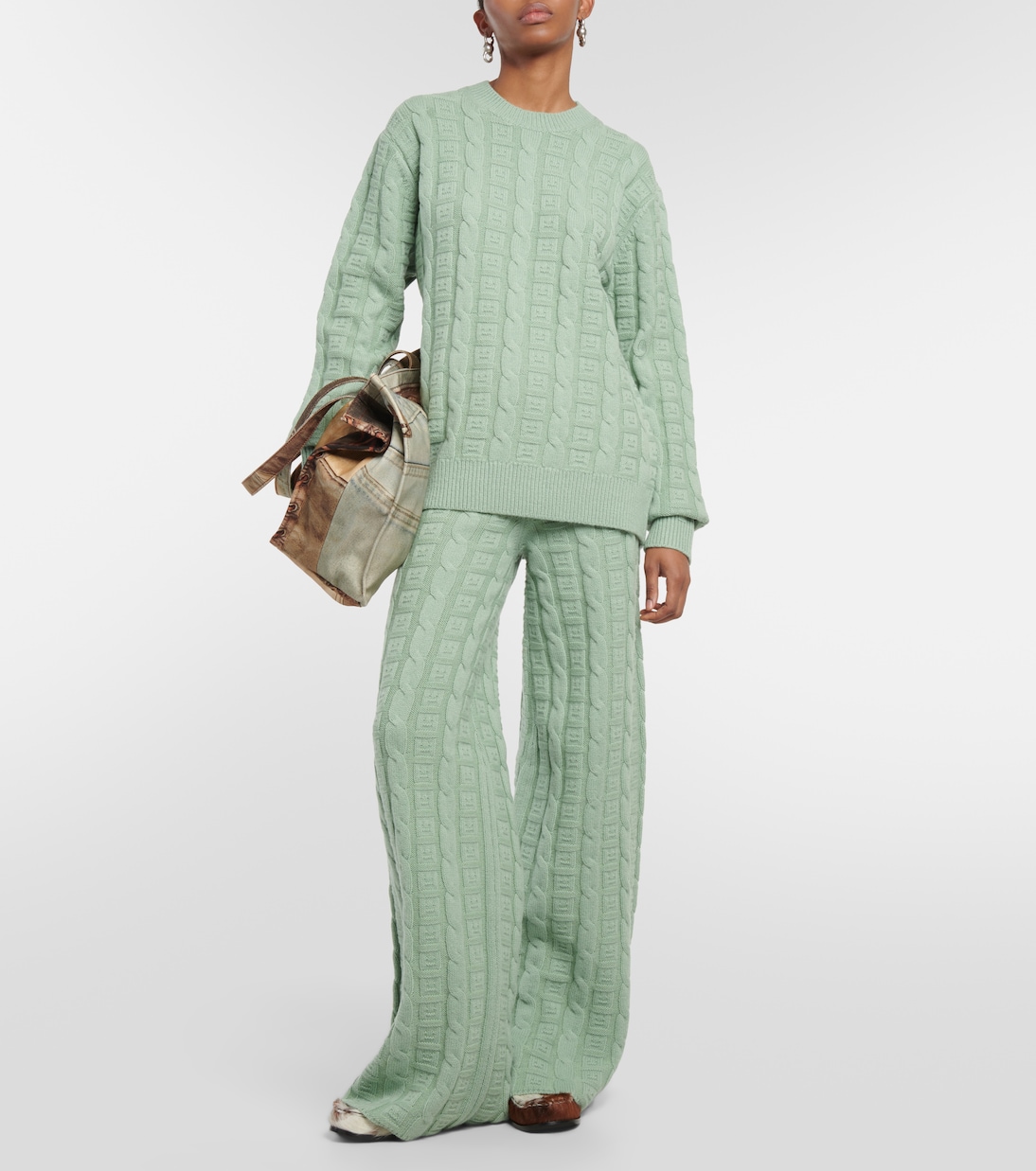 Kong cable-knit wool-blend straight pants | Acne Studios