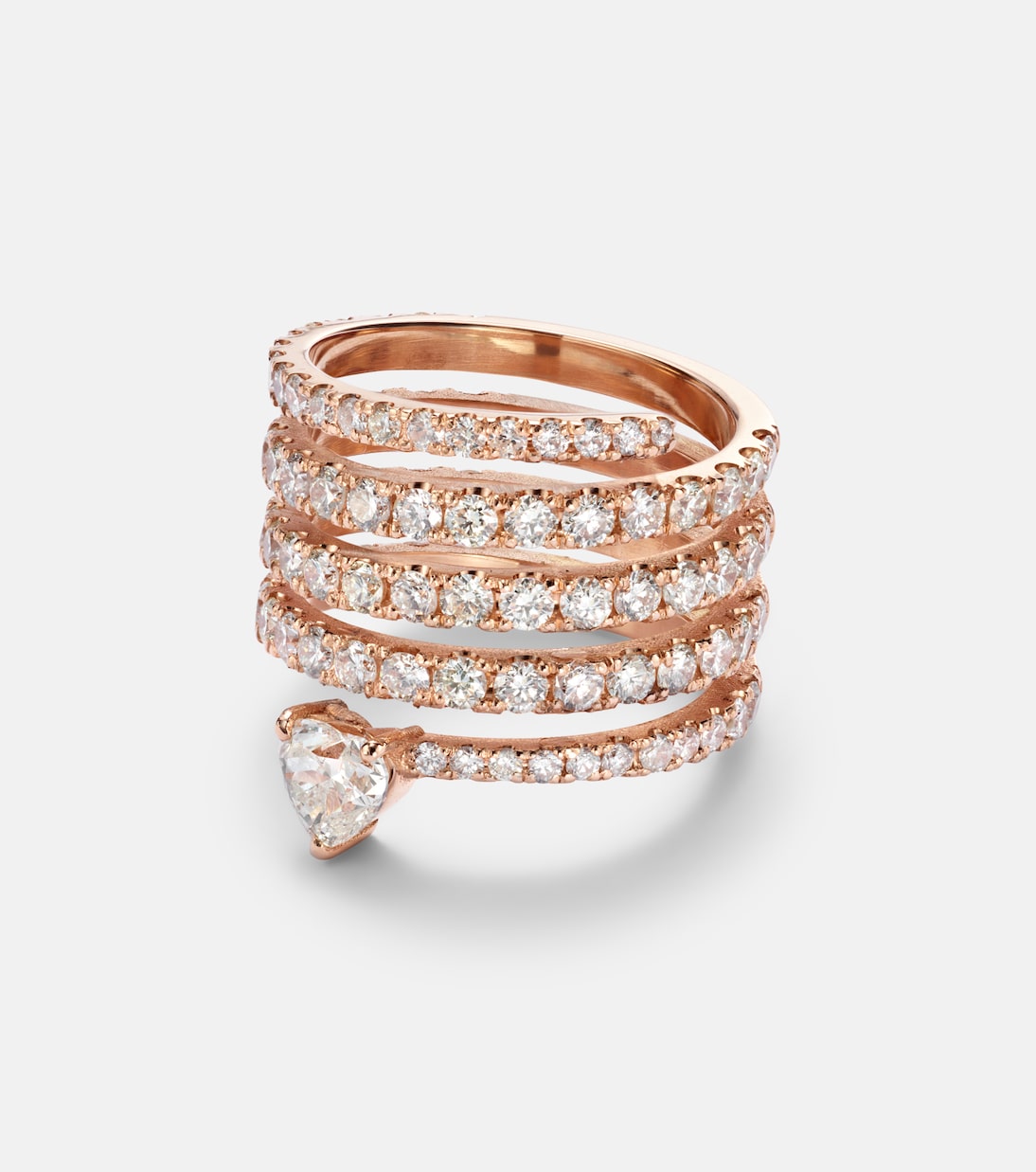 Anello cuore a spirale con diamanti in oro rosa 18kt, gioiello Shay per giovani amanti della moda