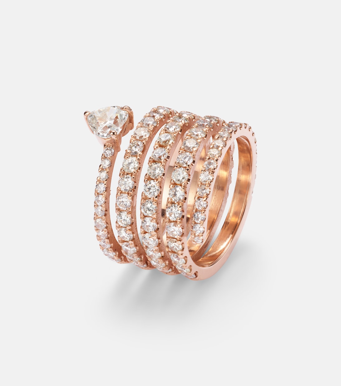 Anello cuore a spirale con diamanti in oro rosa 18kt, gioiello Shay per giovani amanti della moda