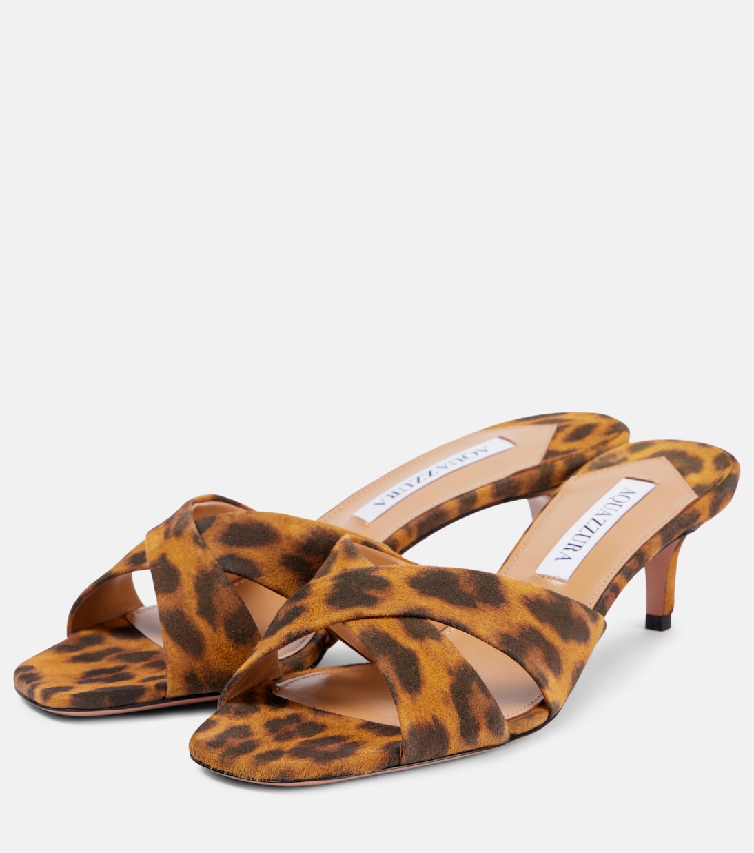 Mules Divine 50 en daim à motif léopard | Aquazzura