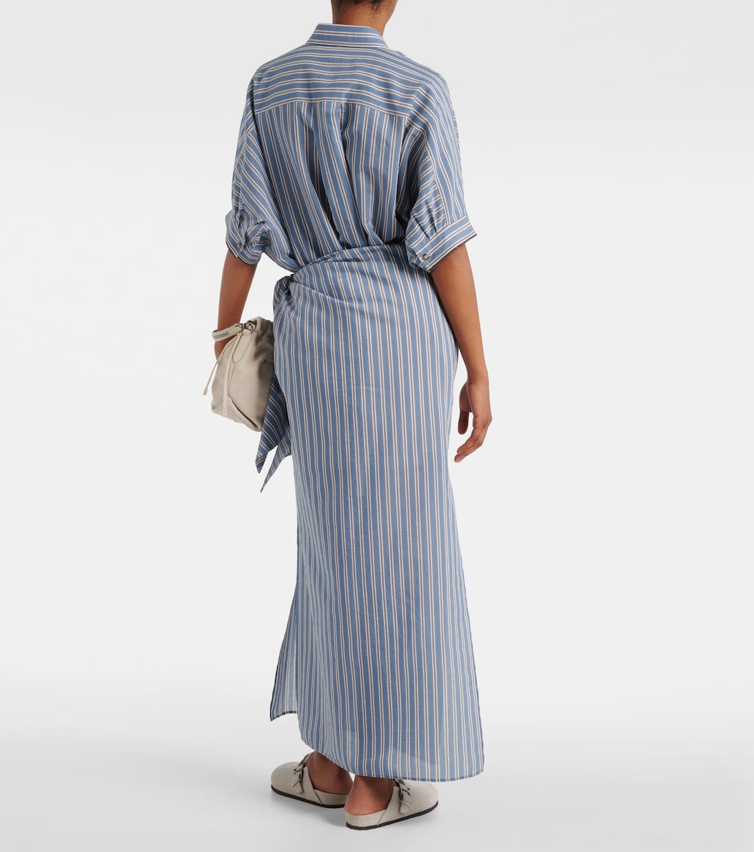 Striped cotton and silk wrap skirt | Brunello Cucinelli