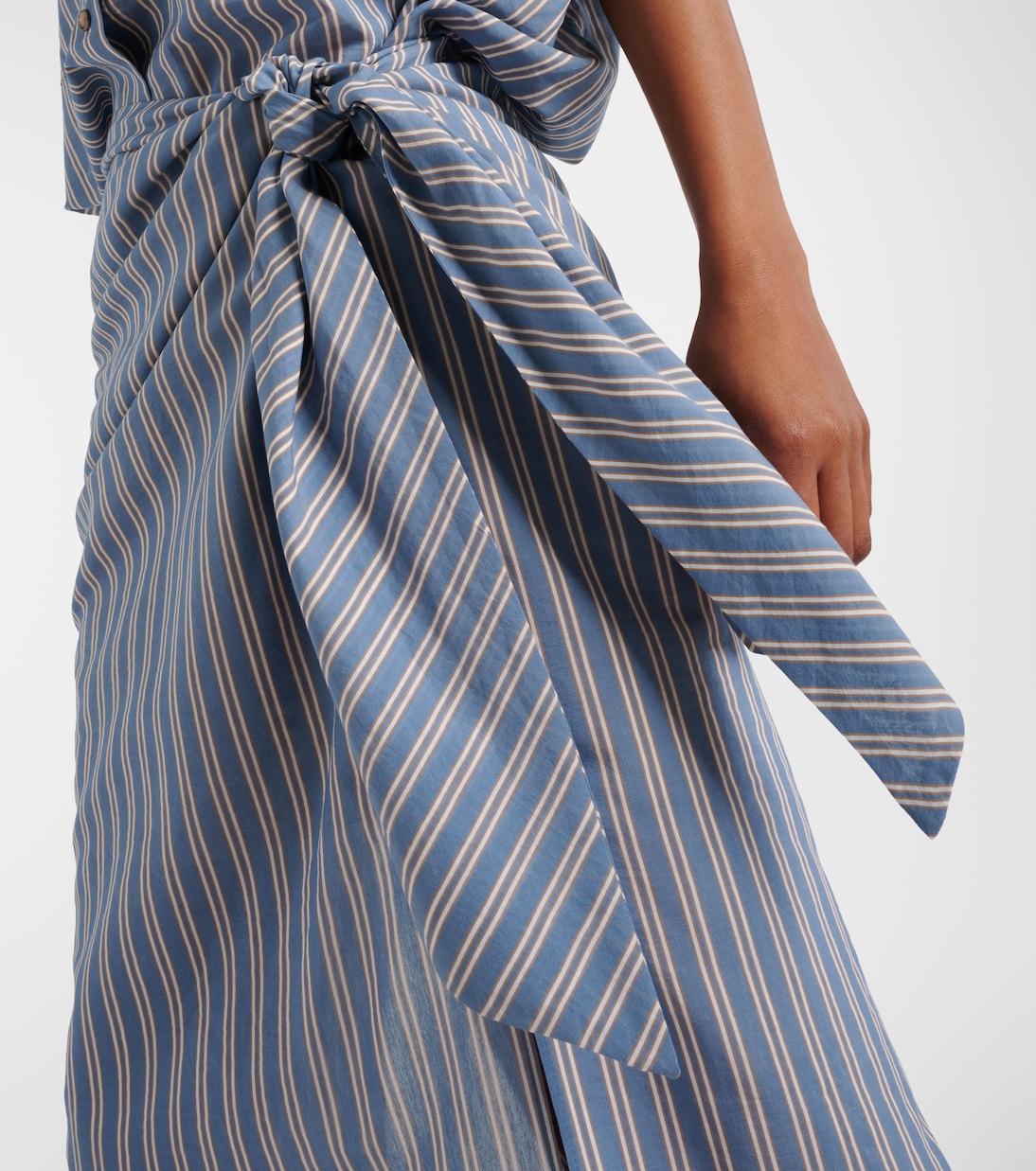 Striped cotton and silk wrap skirt | Brunello Cucinelli