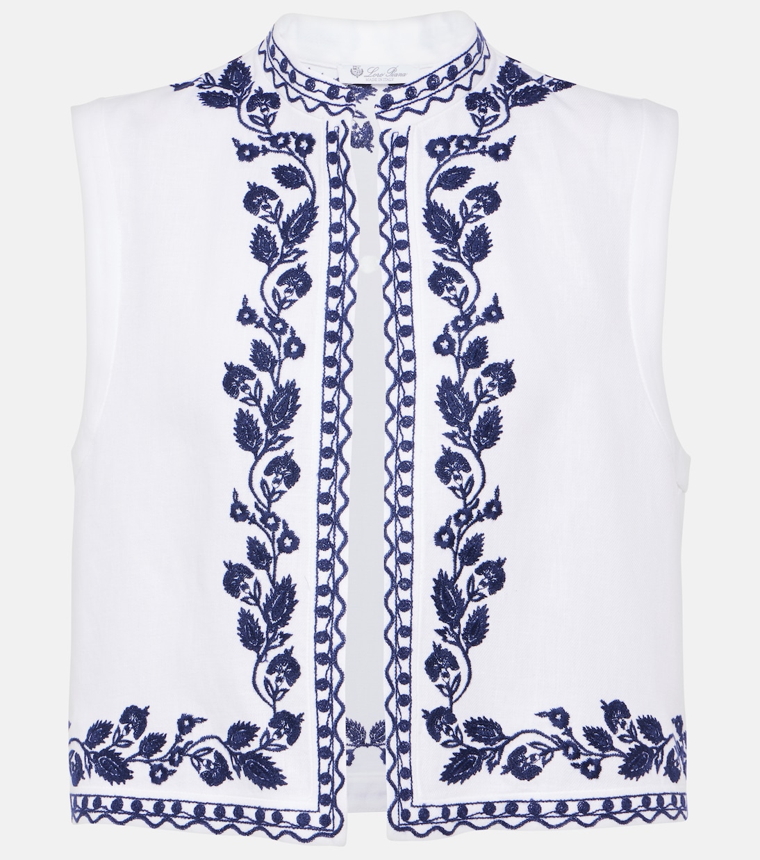 Gilet Dabney in lino con ricamo | Loro Piana
