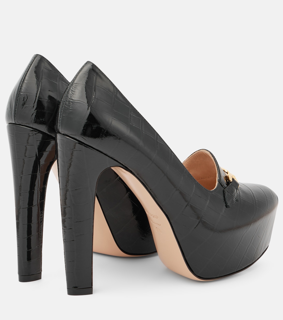 Croc-effect patent leather platform pumps | Tom Ford