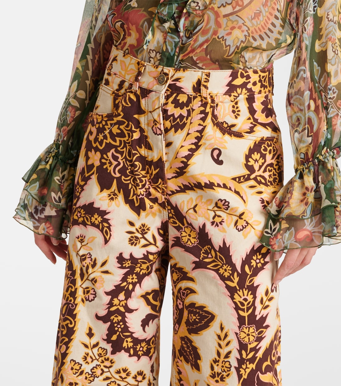 Jeans flared e vita alta con stampa | Etro