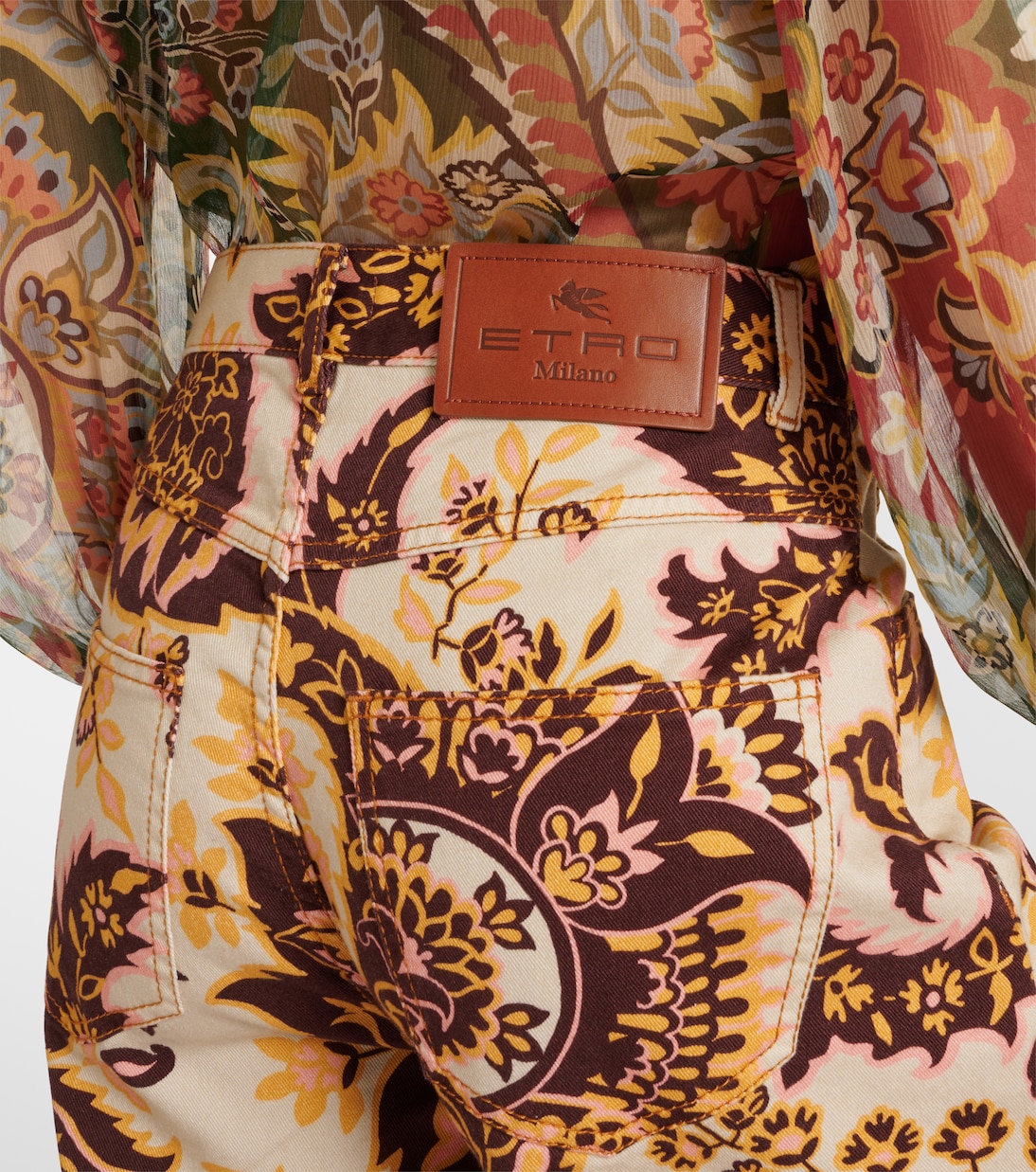 Jeans flared e vita alta con stampa | Etro