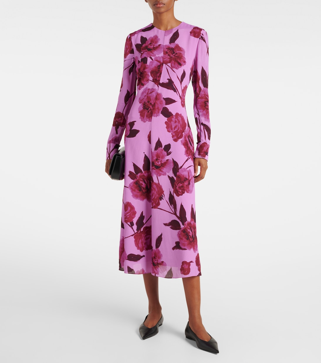 Abito midi in crêpe con stampa floreale | Erdem