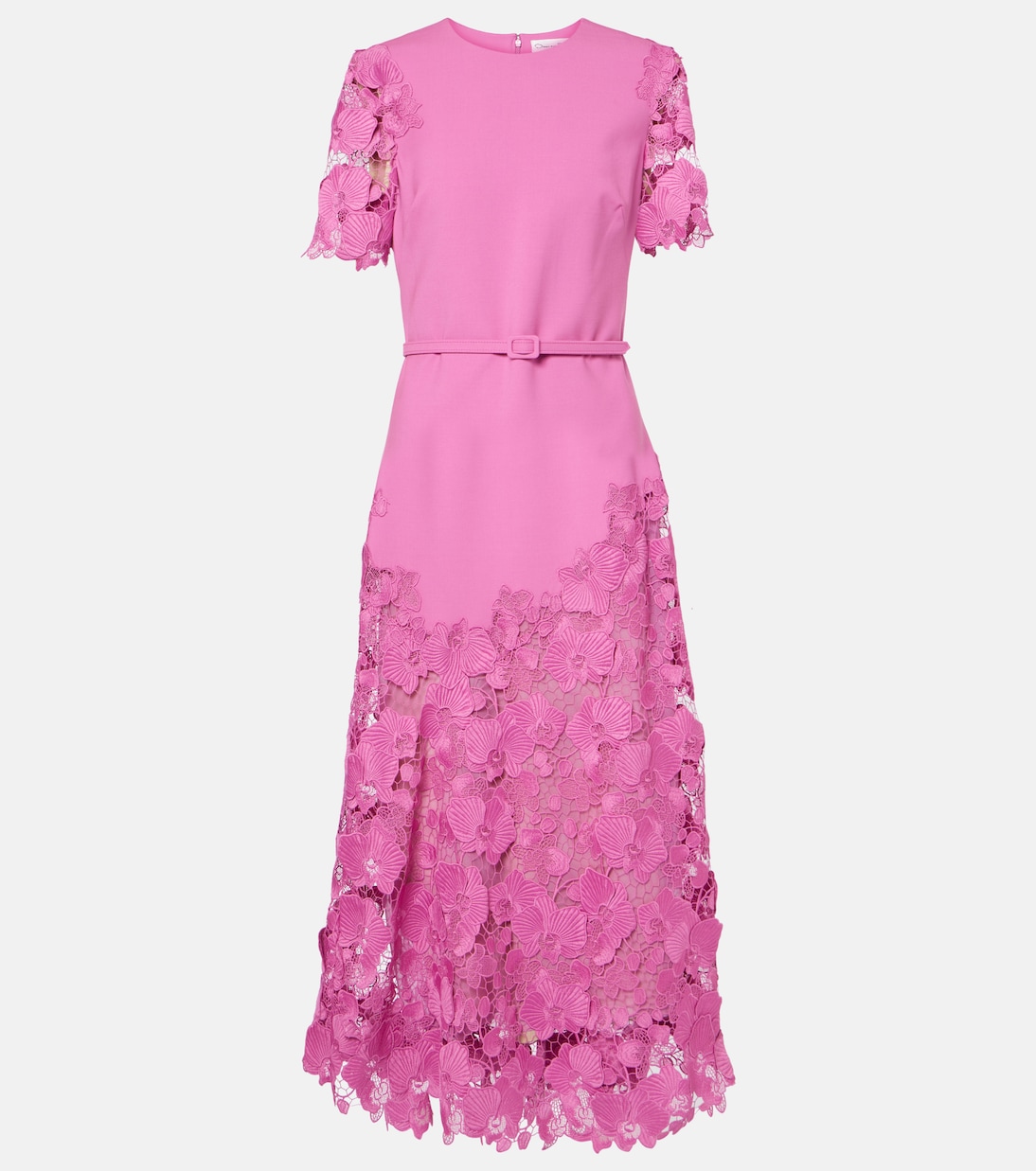 Vestido midi Orchid de mezcla de lana | Oscar de la Renta